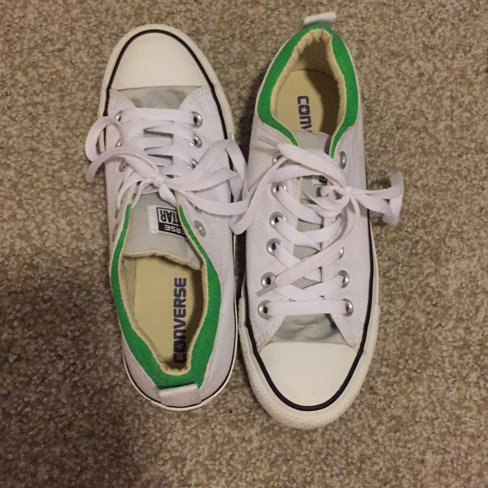 White and green converse size 5.